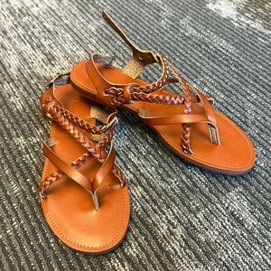 Mia Valeni Leather Braided Slingback Sandals